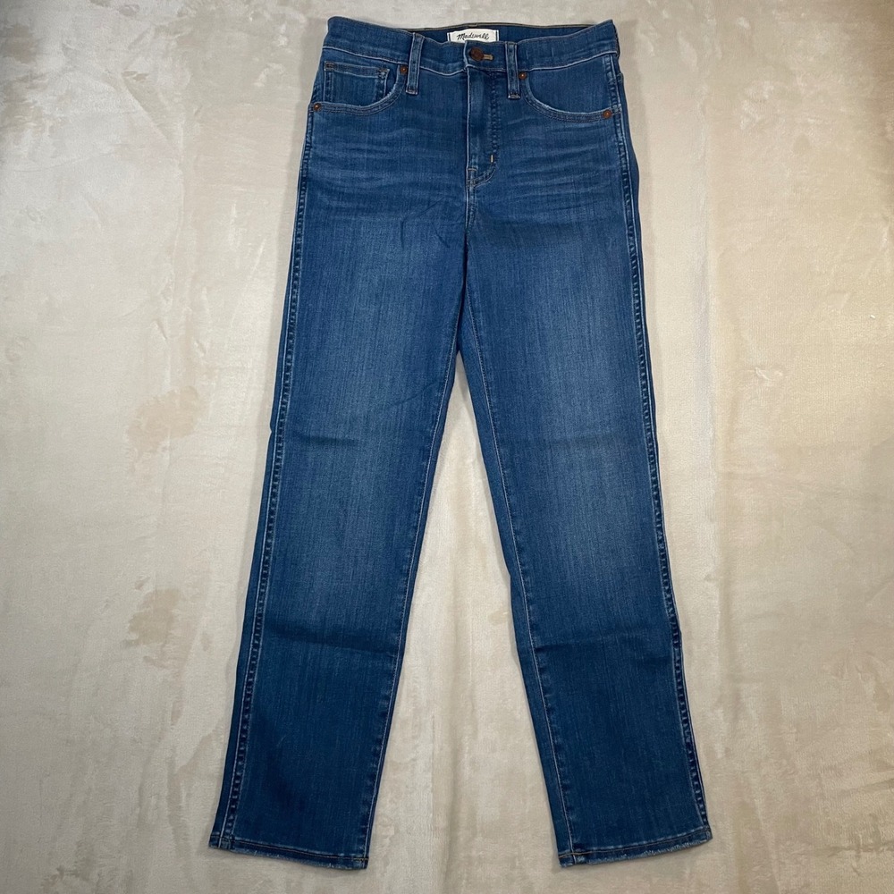 Madewell Stovepipe Jeans Womens 25 Straight Leg Blue Denim Medium Wash Mid Rise